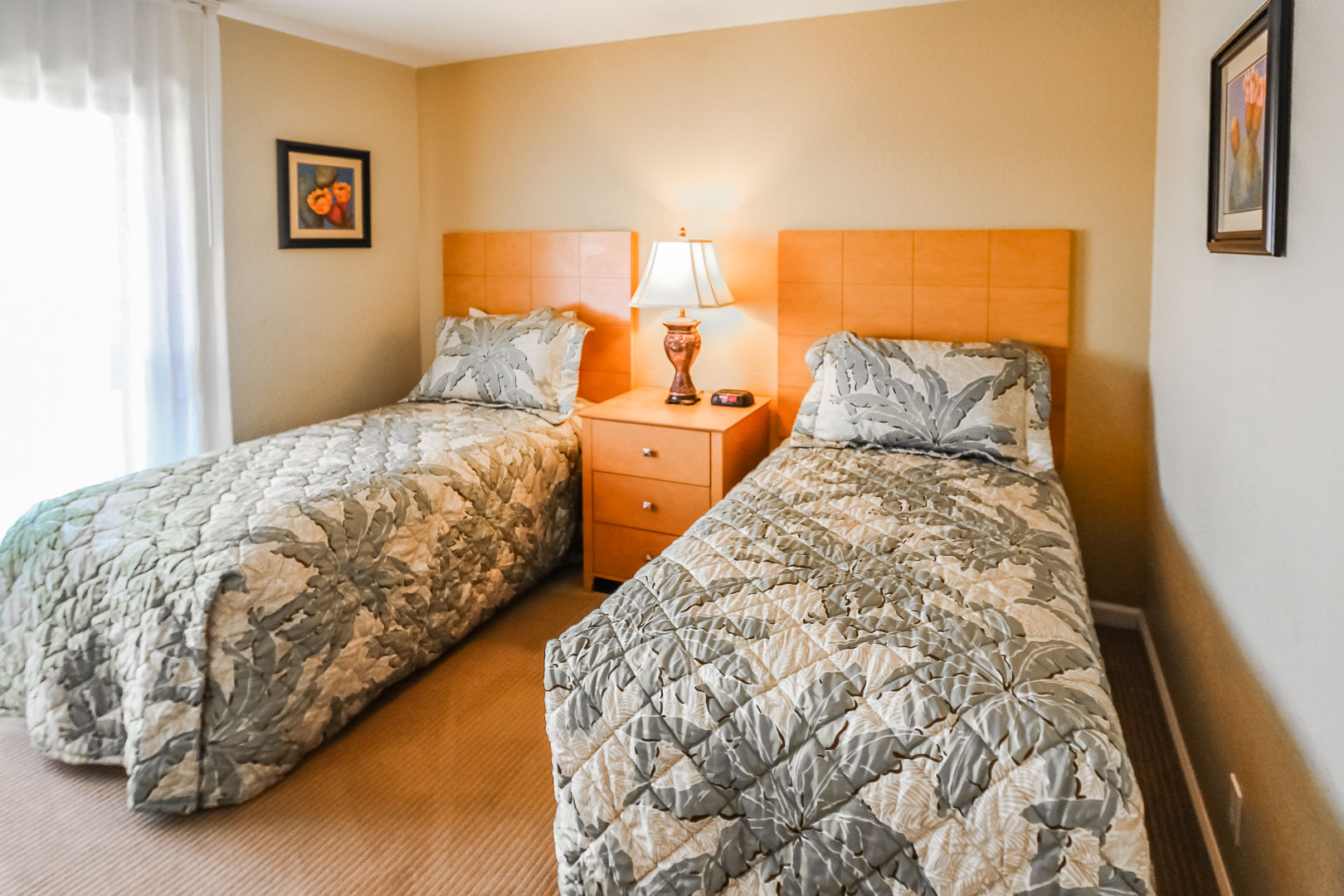 A 2 bedroom unit with double beds at VRI's Desert Vacation Villas in Palm Springs California.